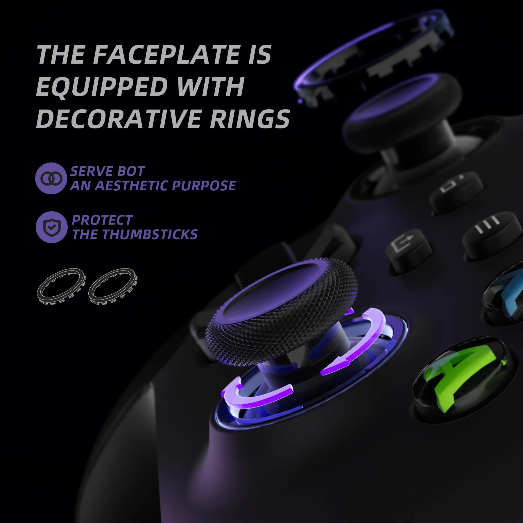 eXtremeRate ASR Version Performance Rubberized Grip Front Housing Shell with Accent Rings for Xbox Series X & S Controller - Black - Image 5