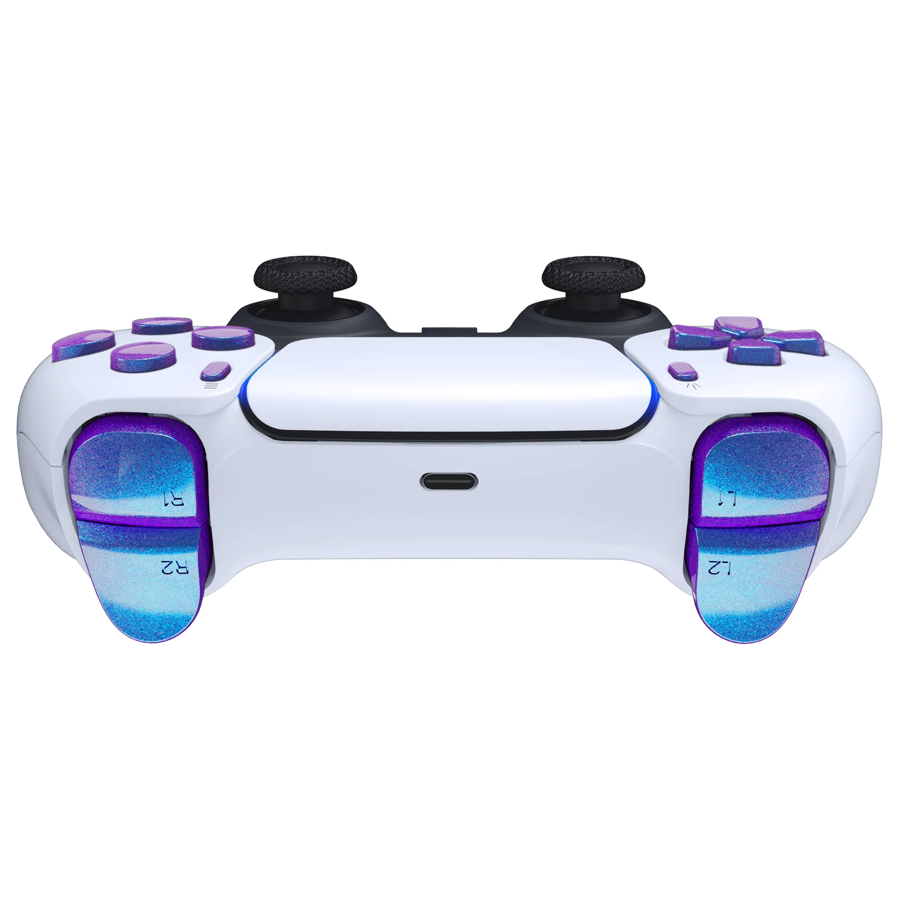 eXtremeRate Replacement Full Set Buttons Compatible with PS5 Controller BDM-030/040/050/060 - Chameleon Purple Blue - Image 8