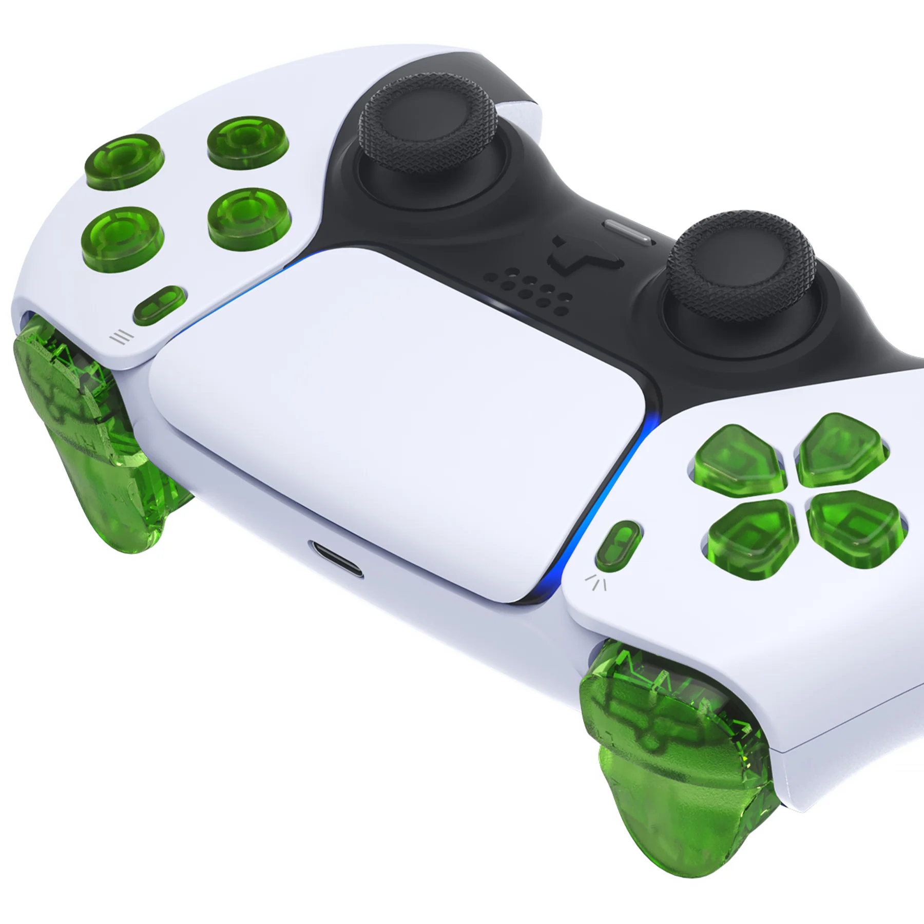 eXtremeRate Replacement Full Set Buttons Compatible with PS5 Controller BDM-010/020 - Clear Green - Image 6