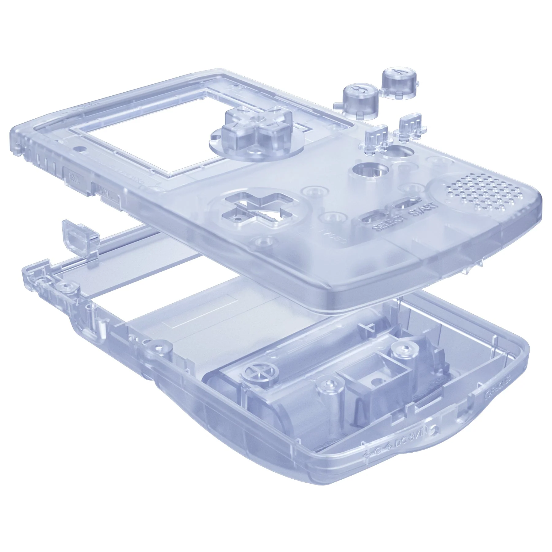eXtremeRate IPS Ready Upgraded GBC Replacement Full Set Shells with Buttons & White Screen Lens for Gameboy Color, Compatible with GBC OSD IPS & Regular IPS & Standard LCD - Clear Glacier Blue - Image 8