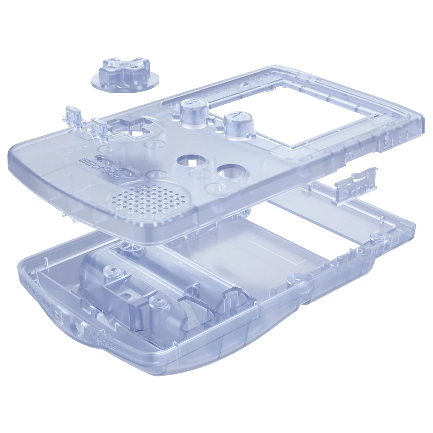 eXtremeRate IPS Ready Upgraded GBC Replacement Full Set Shells with Buttons & White Screen Lens for Gameboy Color, Compatible with GBC OSD IPS & Regular IPS & Standard LCD - Clear Glacier Blue - Image 9